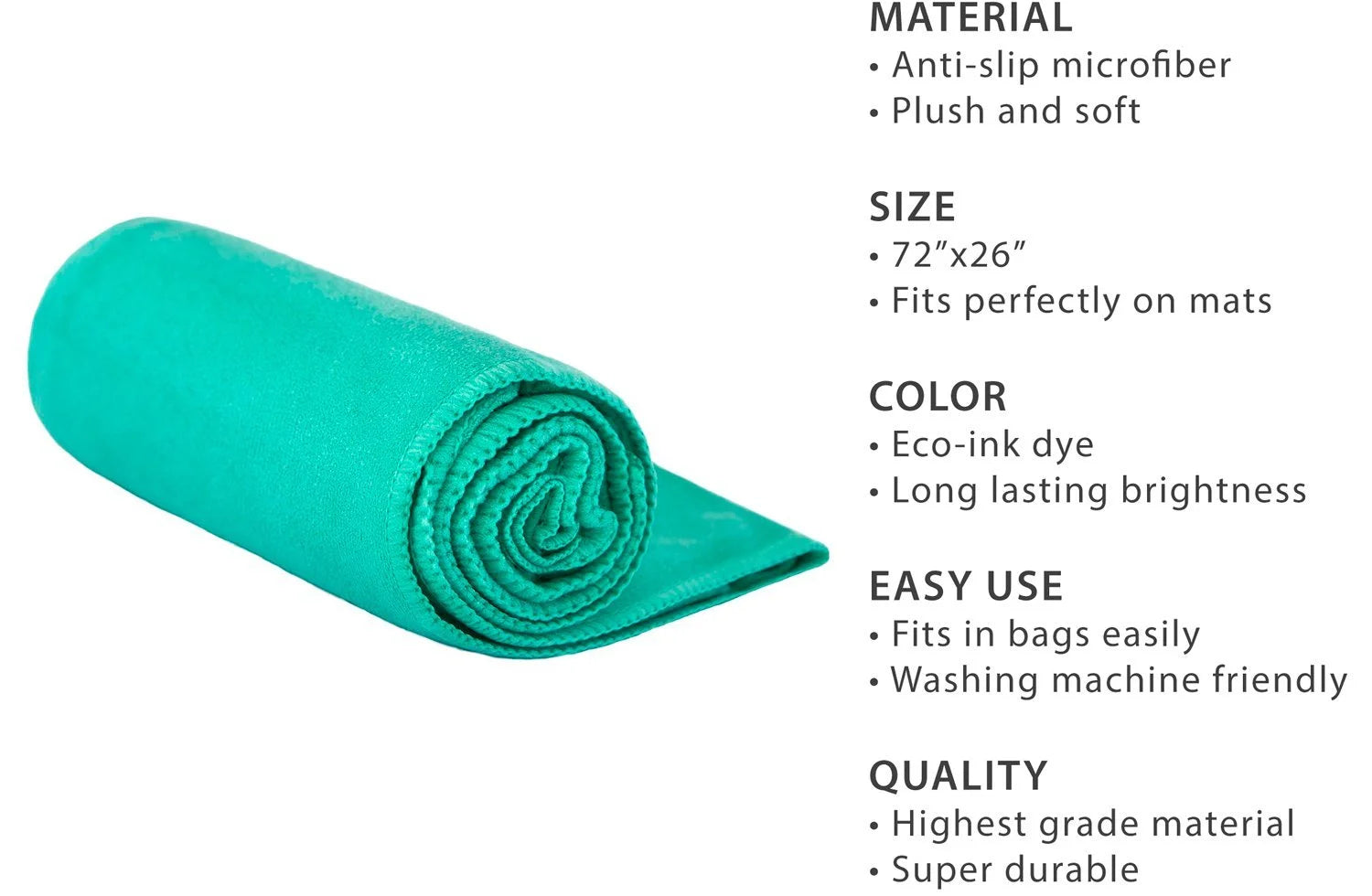 Gosweat Teal Hot Yoga Towel - Ultra-Absorbent 100% Microfiber Suede for Bikram Yoga