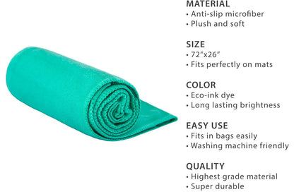 Gosweat Teal Hot Yoga Towel - Ultra-Absorbent 100% Microfiber Suede for Bikram Yoga